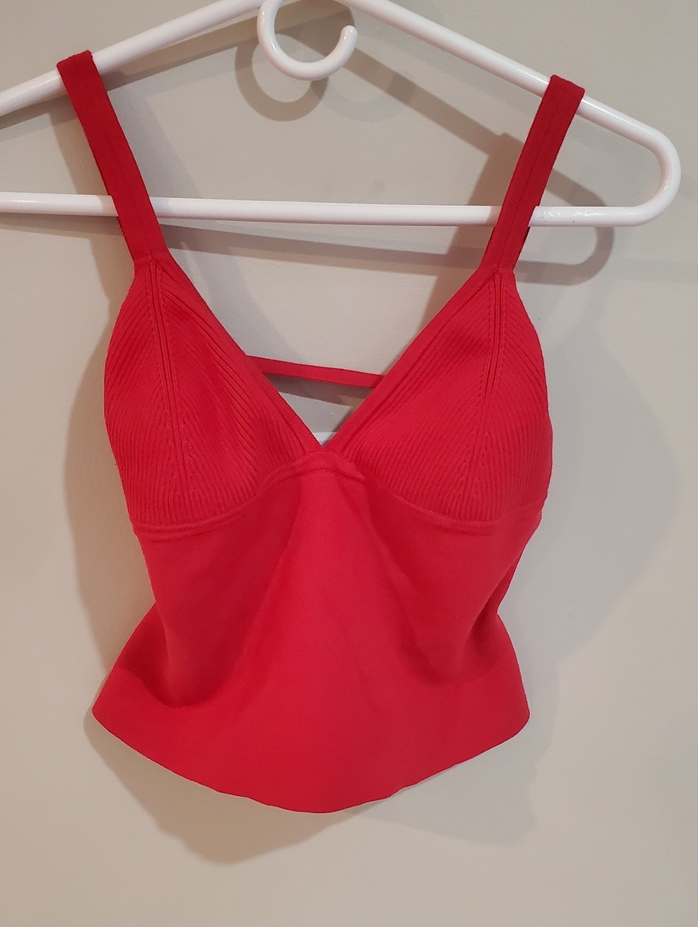 Free People Intimately Teagan Swit Red Knit Ribbed Cropped Cami Cutout M